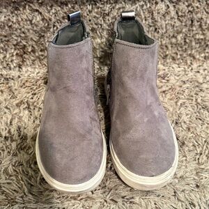 Gray Suede Glitter back Ankle Boots